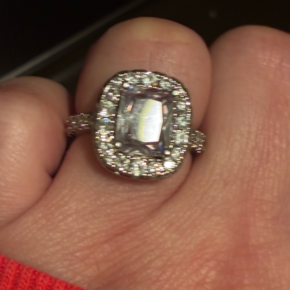 Radiant Silver and White Crystal Ring main image 11